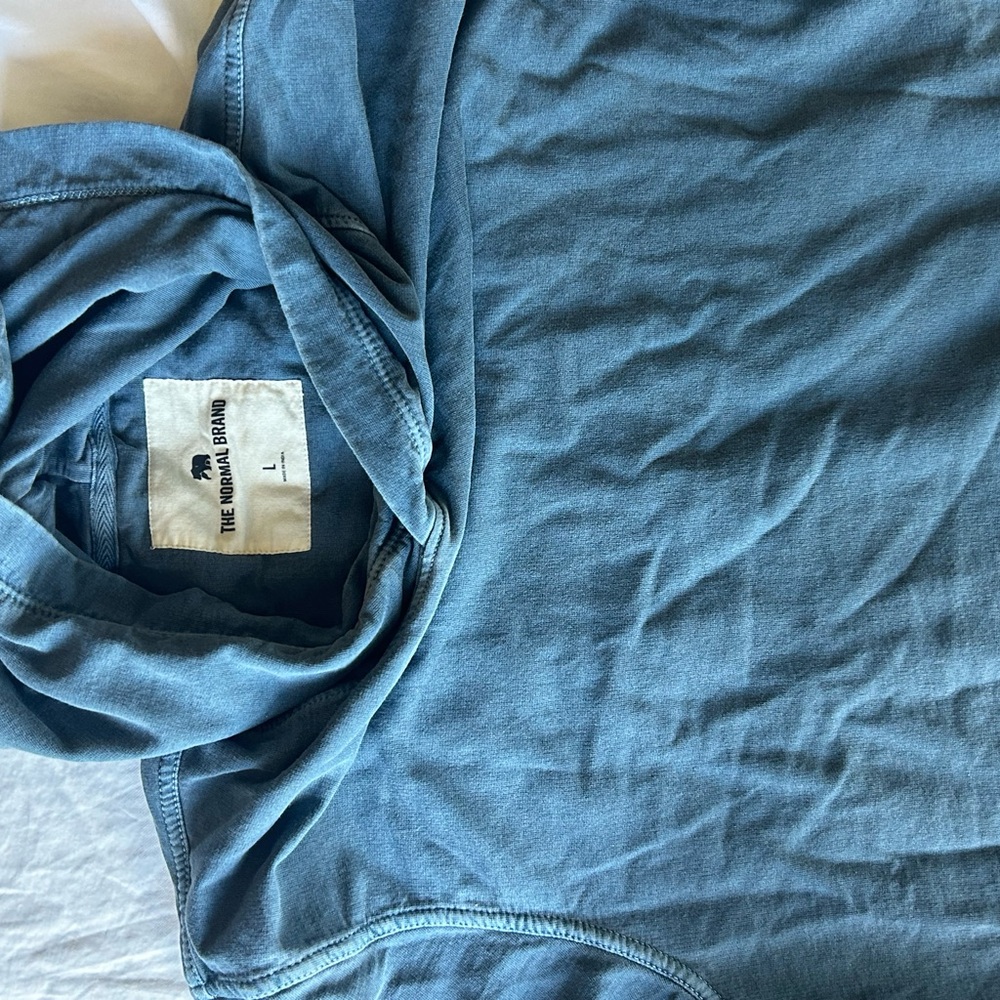 The Normal Brand. Large terry sweatshirt hoodie. Lake blue.